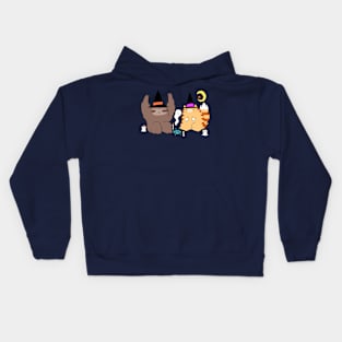 Witch Sloth and Witch Tabby Kids Hoodie
